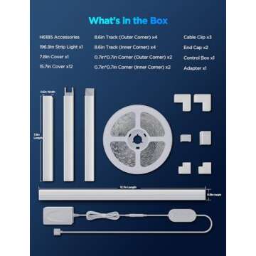 Govee RGBIC LED Strip Lights 16.4ft with Covers, Smart LED Lights for Bedroom Work with Alexa and Google Assistant, LED Diffuser Channel with Srtip Lights, Skirting Lines, Studio, Cabinet