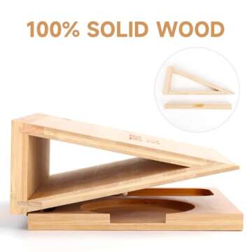 3HQ Wooden Book Holder for Reading Rest, Bamboo Triangle Book Stand with Cup, Glasses, Pen & Phone Holder, Book Nook Reading Valet for Book Lover Gifts