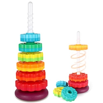 JUXUE Rainbow Stacking Spinning Toy for Toddlers