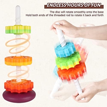 JUXUE Rainbow Stacking Spinning Toy for Toddlers