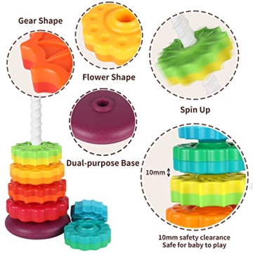 JUXUE Rainbow Stacking Spinning Toy for Toddlers