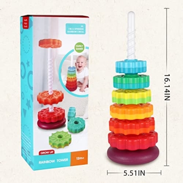JUXUE Rainbow Stacking Spinning Toy for Toddlers