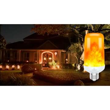 Hudson LED Halloween Bulbs - Flame Effect, 4‑Mode Upside Down & 3W Flicker - E26/E27 Orange Fire - 2‑Pack for Indoor/Outdoor - Flame Light