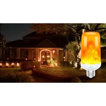 Hudson LED Halloween Bulbs - Flame Effect, 4‑Mode Upside Down & 3W Flicker - E26/E27 Orange Fire - 2‑Pack for Indoor/Outdoor - Flame Light
