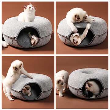 Bininl Cat Tunnel - Cozy Peekaboo Cave for Indoor Cats and Pet House