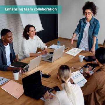 Taja Meeting Notebook for Work Organization - Work notebook with action items, Meeting Minutes Planner Notebook, Perfect Office Supplies for Men & Women - Black