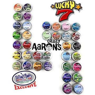 Matty's Toy Stop Crazy Aaron's Putty Mini Tins Lucky 7 Surprise Gift Set Party Bundle - 7 Pack (.47oz Each) Assorted Colors