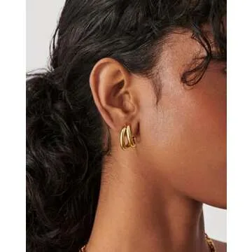 Stylish Moodear Dainty Double Hoop Earrings for Women