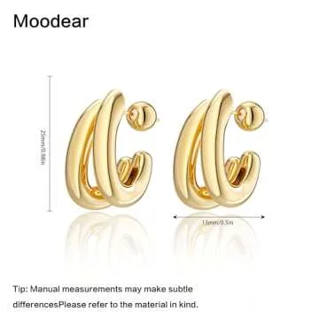Stylish Moodear Dainty Double Hoop Earrings for Women