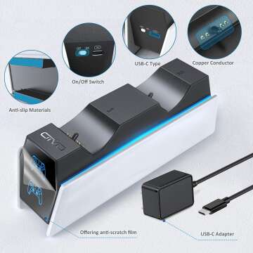 OIVO PS5 Controller Charger Station with LED Indicators