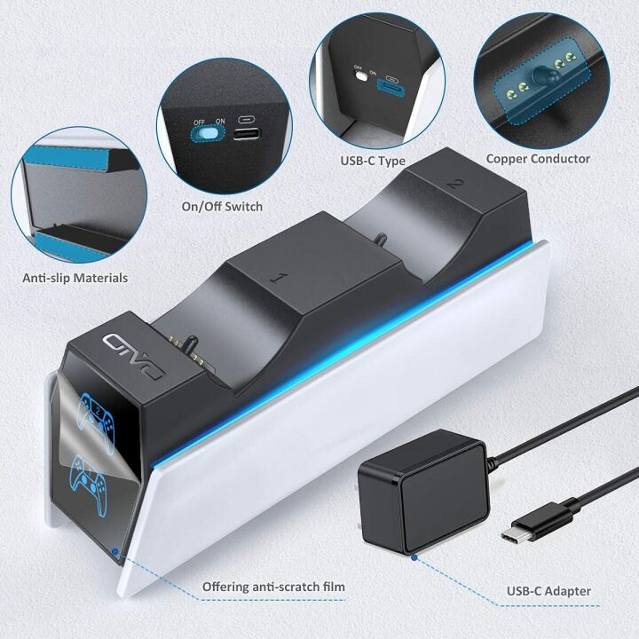 OIVO PS5 Controller Charger Station with LED Indicators