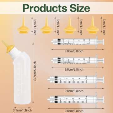 Gufastoe Pet Feeding Silicone Nipple with Curved Bottle and Syringes for Puppy Dog Cat or Other Pets...