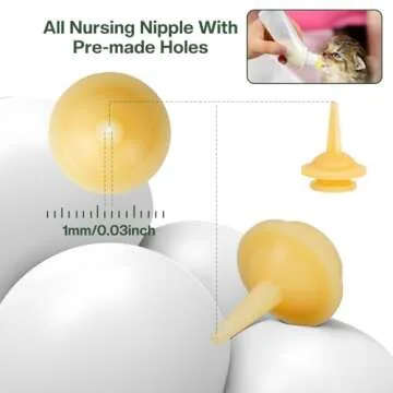 Gufastoe Pet Feeding Silicone Nipple with Curved Bottle and Syringes for Puppy Dog Cat or Other Pets (Model 5)