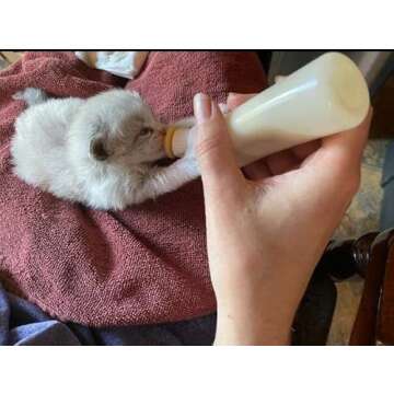 Gufastoe Pet Feeding Silicone Nipple with Curved Bottle and Syringes for Puppy Dog Cat or Other Pets (Model 5)