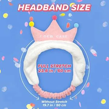 I DEW CARE Face Wash Headband - Pink Tiara | Adorable Design, Perfect for Washing & Cleansing, Makeup and Spa, Bath, Skincare, Quick Dry, Soft & Fuzzy, Non Slip, Reusable, Teen Girls Stuff