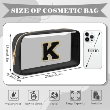 Stylish UIXIZQ Personalized Initial Clear Makeup Bag for Travelling