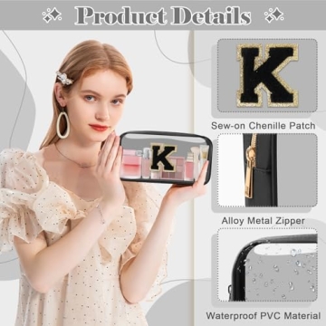 Personalized Initial Letter Clear Makeup Bag for Women