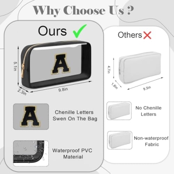 Personalized Initial Letter Clear Makeup Bag for Women