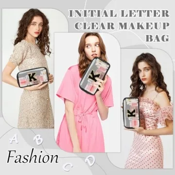 Personalized Initial Letter Clear Makeup Bag for Women