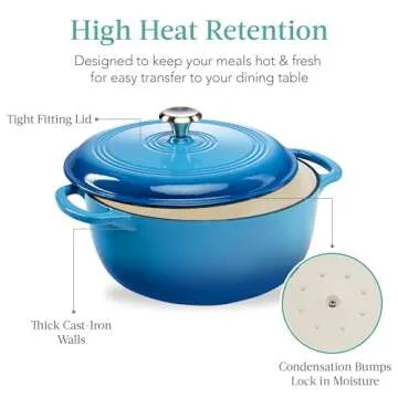 6 Quart Enamel Cast-Iron Round Dutch Oven - Blue