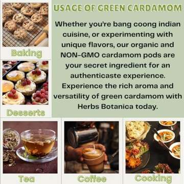 Herbs Botanica Green Cardamom Pods Whole 7-8mm size Elaichi for Culinary Delights and Aromatic Infusions Handpicked Fresh Fragnant and Flavorful Perfect for Cooking, Baking, and Brewing 100g / 3.5 oz