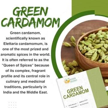 Herbs Botanica Green Cardamom Pods Whole 7-8mm size Elaichi for Culinary Delights and Aromatic Infusions Handpicked Fresh Fragnant and Flavorful Perfect for Cooking, Baking, and Brewing 100g / 3.5 oz