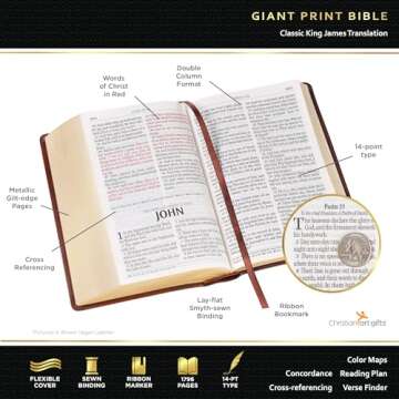 Giant Print KJV Bible - Faux Leather Edition for Easy Reading
