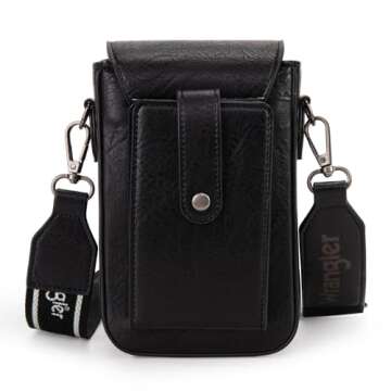 Wrangler Mini Crossbody Bags for Women Cell Phone Purse Crossbody Western Cellphone Wallet Bag with Credit Card Slots WG118-204BK