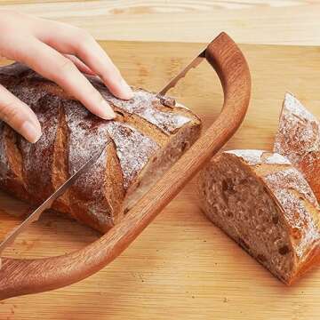 Uprichya Wooden Bread Bow Knife and Skinny Spurtle for Sourdough Starter, Bagel Sourdough Bread knif...