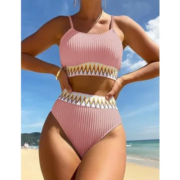 Stylish Zuvebamyo Women's High Waisted Two Piece Swimsuit