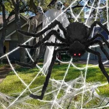 200" Spider Web and 60" Giant Spider for Halloween