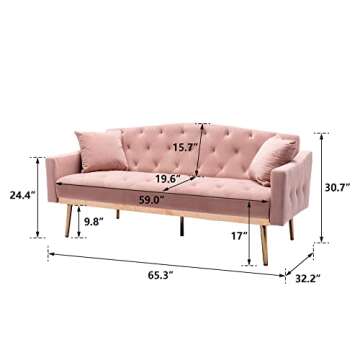 SZLizCCC65inch Loveseat Sofa Chair,Button Velvet Sofa,Sleeper Sofa chaisr Set, Mid-Century Modern So...