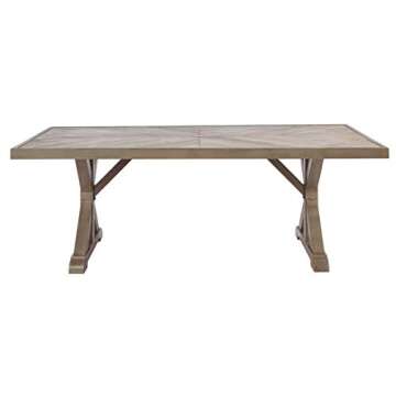 Signature Design by Ashley Beachcroft Modern Farmhouse Outdoor Dining Table with Porcelain Top, Beige