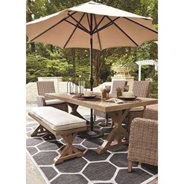 Signature Design by Ashley Beachcroft Modern Farmhouse Outdoor Dining Table with Porcelain Top, Beige