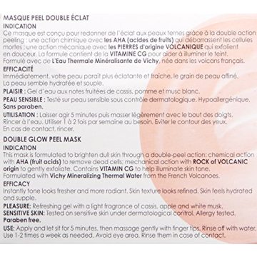 Vichy Mineral Double Glow Peel Face Mask with Exfoliating AHA Fruit Acids, Oil-Free Face Mask to Refine and Illuminate Skin, Paraben-Free