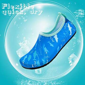 HIITAVE Boys Swim Water Shoes Non-Slip Quick Dry Barefoot Beach Aqua Pool Socks for Girls Kids Toddler Light Blue/Shark 11-11.5 M US Little Kid
