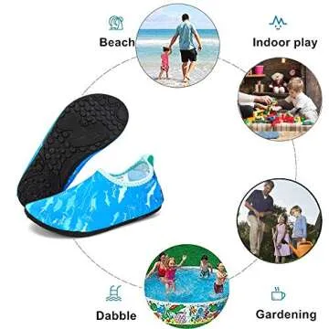 HIITAVE Boys Swim Water Shoes Non-Slip Quick Dry Barefoot Beach Aqua Pool Socks for Girls Kids Toddler Light Blue/Shark 11-11.5 M US Little Kid