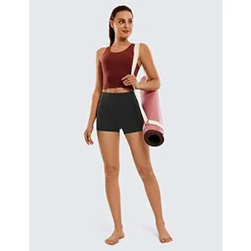 CRZ YOGA Womens Butterluxe Biker Shorts 2.5 Inches - High Waisted Yoga Workout Running Volleyball Spandex Booty Black X-Small