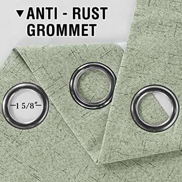 H.VERSAILTEX Linen Blackout Curtains 96 Inches Long 100% Absolutely Blackout Thermal Insulated Textured Linen Look Curtain Draperies Anti-Rust Grommet, Energy Saving with White Liner, 2 Panels, Sage