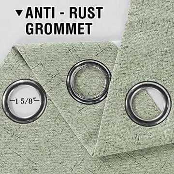 H.VERSAILTEX Linen Blackout Curtains 96 Inches Long 100% Absolutely Blackout Thermal Insulated Textured Linen Look Curtain Draperies Anti-Rust Grommet, Energy Saving with White Liner, 2 Panels, Sage
