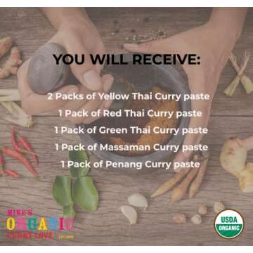 Premium Organic Thai Curry Paste Variety Pack - 5 Flavors