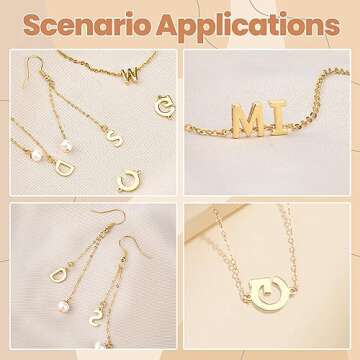 26Pcs 18K Gold Filled A-Z Alphabet Letters Charms for Jewelry Making, Initial A-Z Alphabet Charm Pendant Beads, Slide Glitter Pendants for Women DIY Bracelet Necklace Earrings Choker Making (Style A)