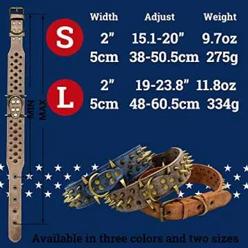 The Mighty Large Spiked Studded Dog Collar - Protect Your Dog's Neck from Bites, Durable & Stylish, for Large Dogs (Pink S)