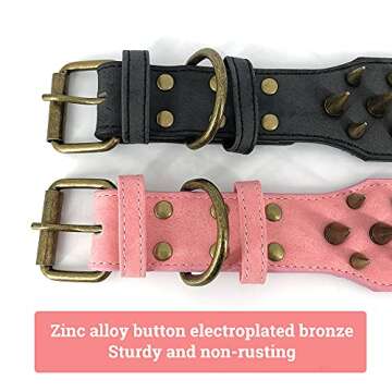 The Mighty Large Spiked Studded Dog Collar - Protect Your Dog's Neck from Bites, Durable & Stylish, for Large Dogs (Pink S)
