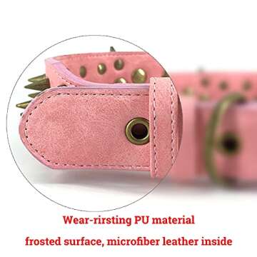 The Mighty Large Spiked Studded Dog Collar - Protect Your Dog's Neck from Bites, Durable & Stylish, for Large Dogs (Pink S)