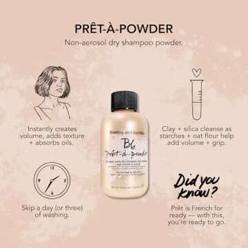 Bumble and bumble. Prêt-à-powder Dry Shampoo Powder | Adds Volume, Texture + Absorbs Oil | Non-Aerosol | Wavy + Straight, Mini Travel Size, 0.5 Ounce