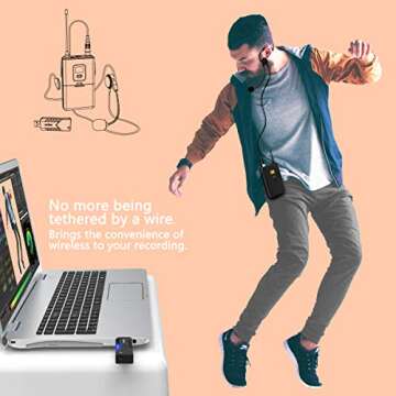 FIFINE Wireless Microphones for Computer - USB UHF Headset & Lavalier Mic
