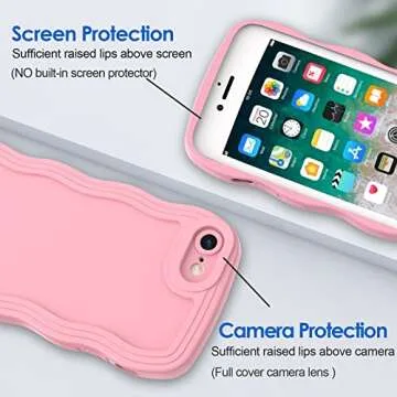 for iPhone SE Case 2022/2020, for iPhone 8/7 Case Wave, Curly Frame Design for Women Girls, Cute Wav...