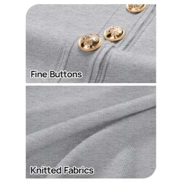 MEROKEETY Women's Knit Bodycon Sweater Dress Button Short Sleeve Crew Neck Elegant Formal Mini Dress, LightGrey, Small