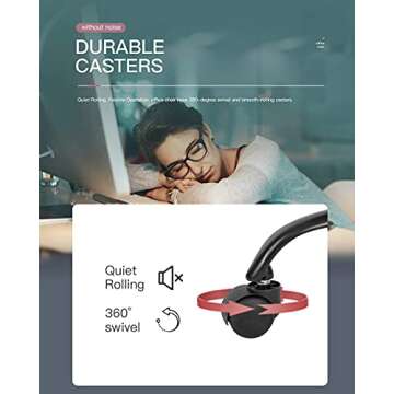 Home Office Chair Armless Mesh Ergonomic Executive Adjustable Mid Back for Women Small Modern Swivel Rolling Desk Task with Wheels Home, Office (Red)